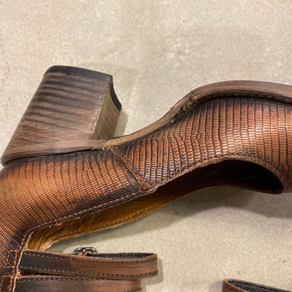 Freebird by Steven Copper Brown Textured Leather Heels - Picture 14 of 16